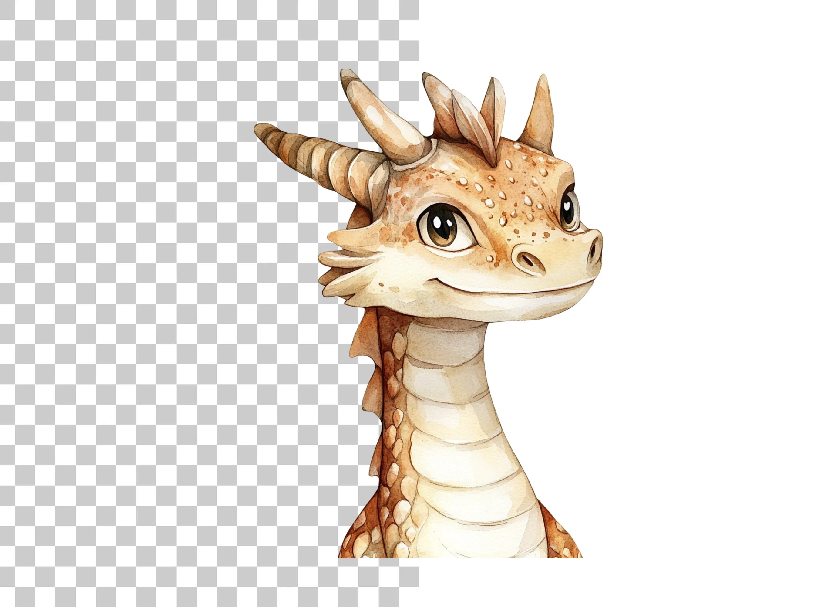 Cute Baby Dragon Head Clipart Bundle