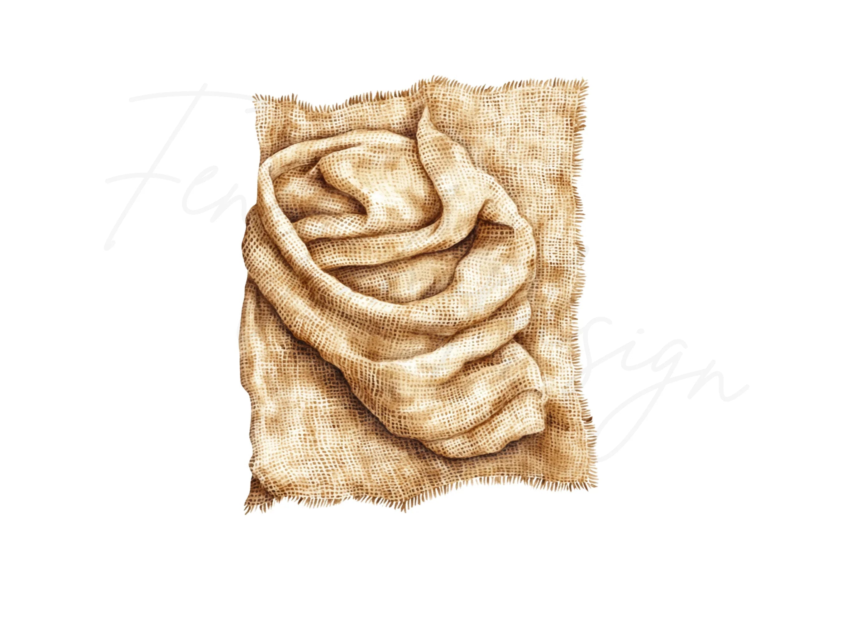 Crumpled Burlap Cloth Texture Clipart Bundle