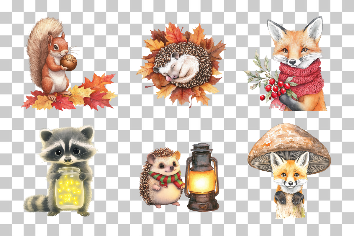 Autumn Forest Animal Clipart Bundle