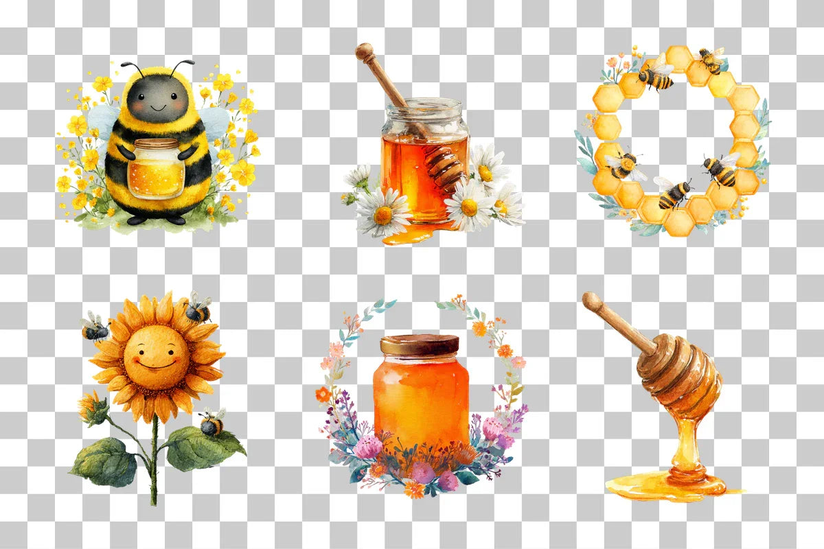 Honey Bee Coloring Page Clipart Bundle - CraftNest - Digital Crafting and Art