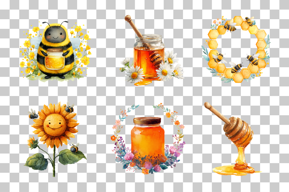 Honey Bee Coloring Page Clipart Bundle