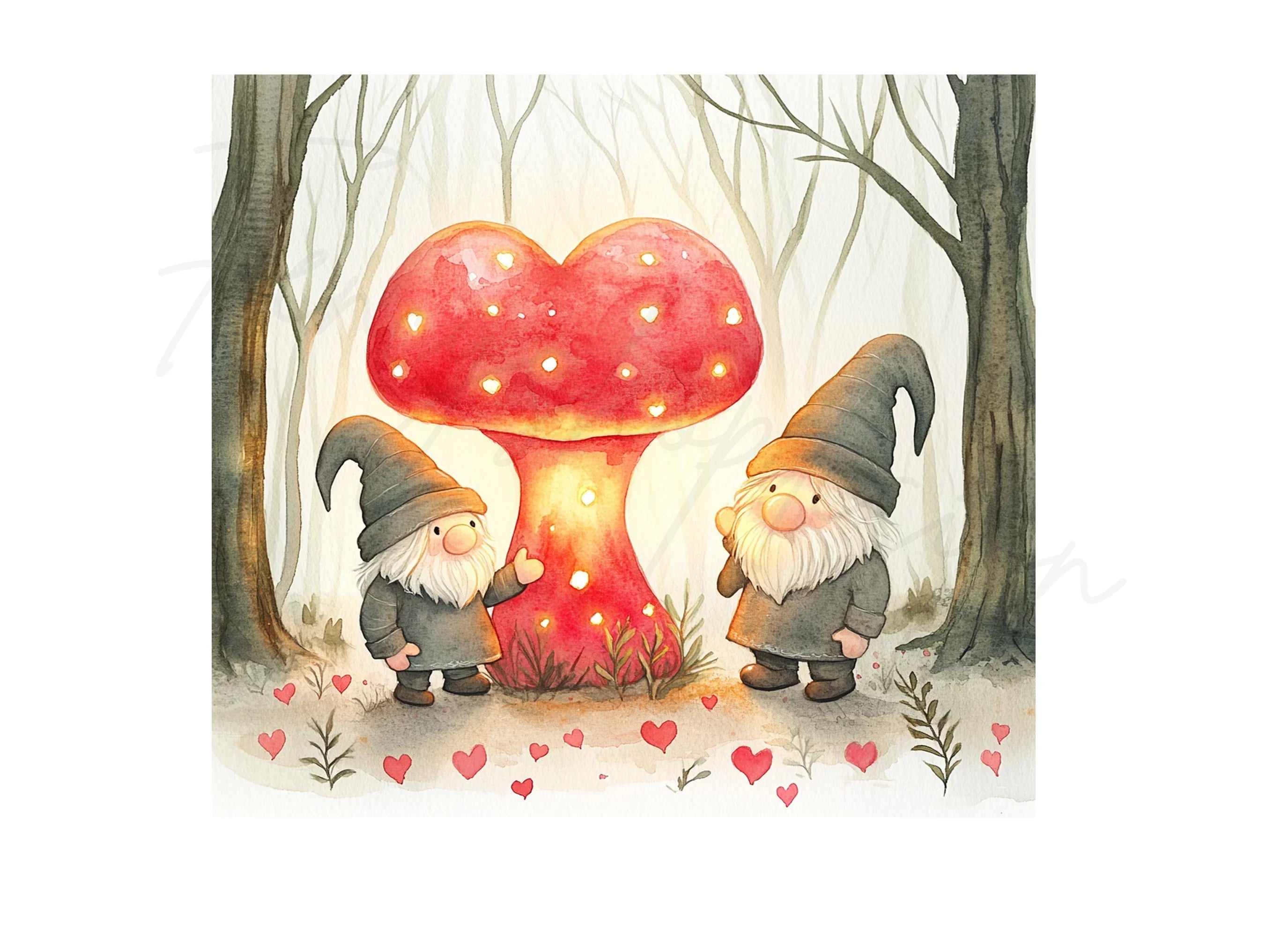 Gnome Love with Mushroom Clipart Bundle