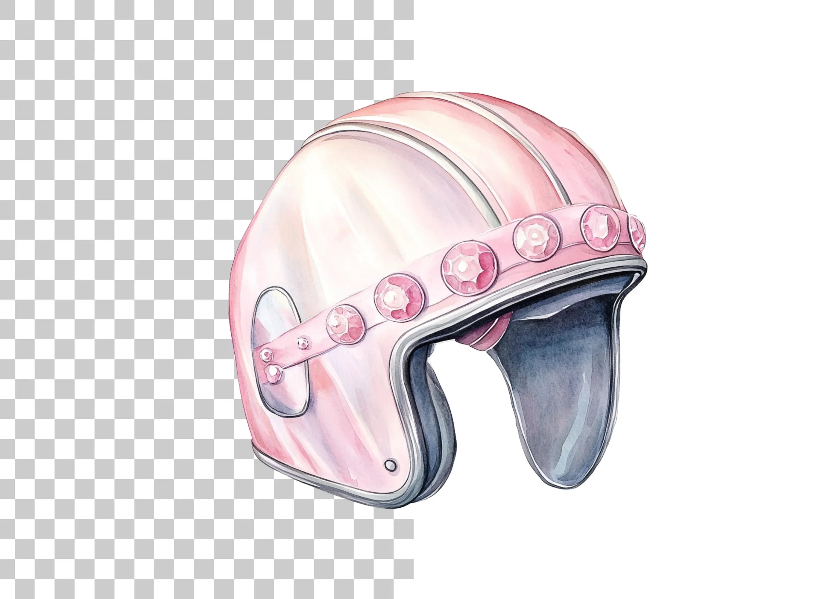 Stylish Pink Helmet with Jewels Clipart Bundle