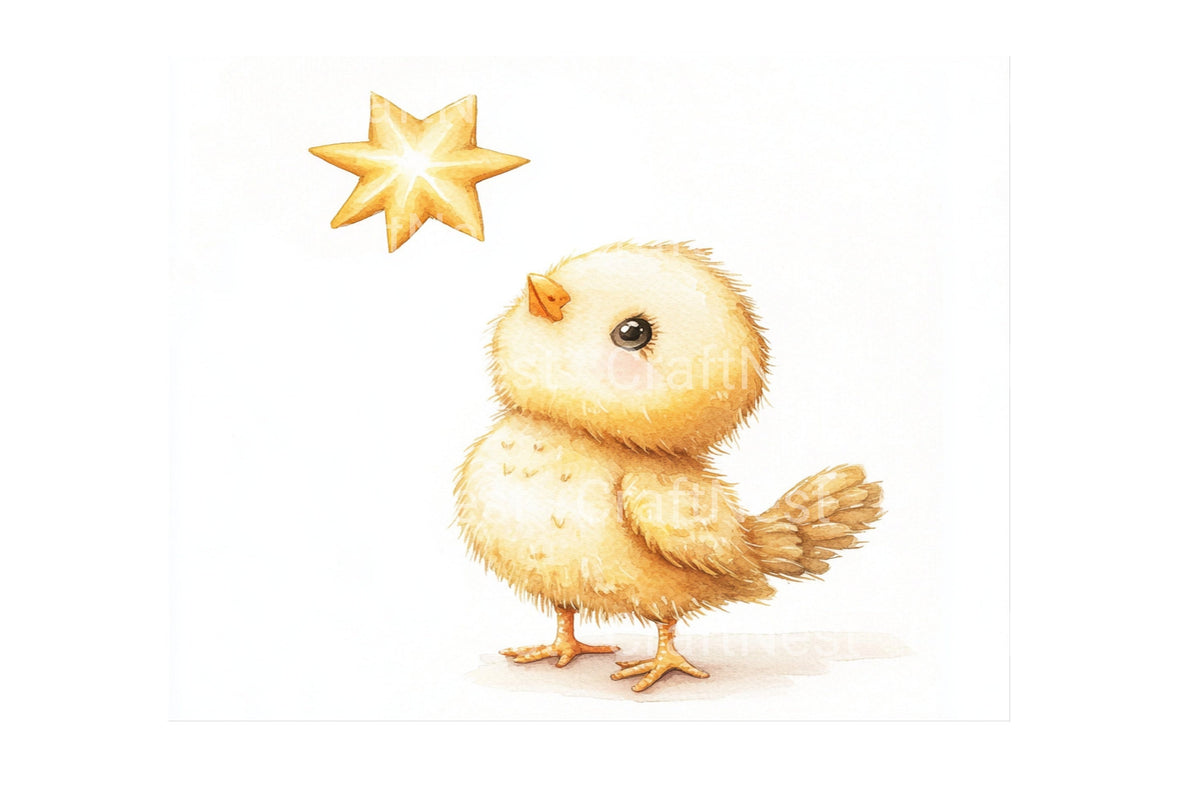 Chicks Looking Up At Star Clipart Bundle