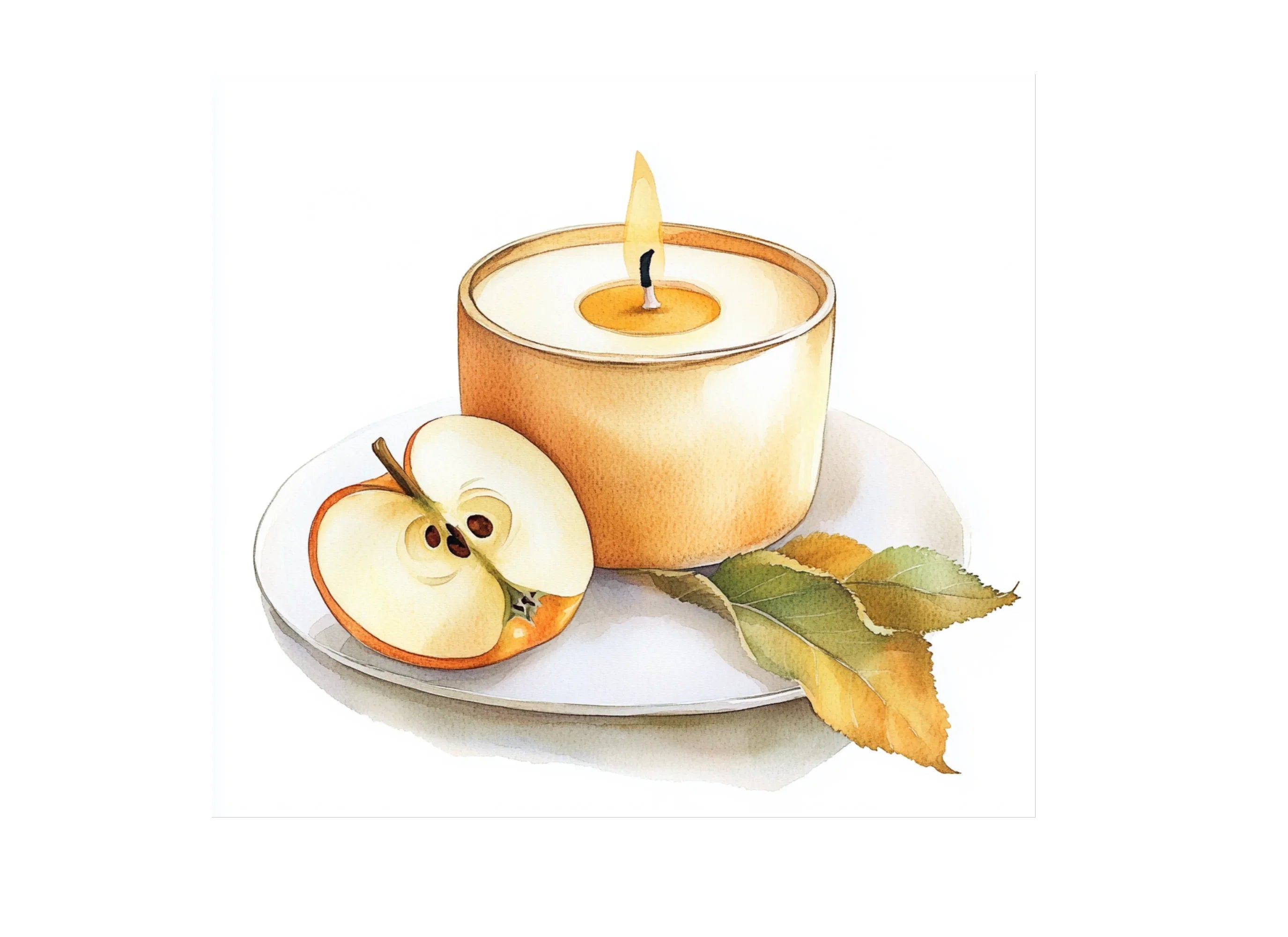 Apple Cinnamon Candle Clipart Bundle