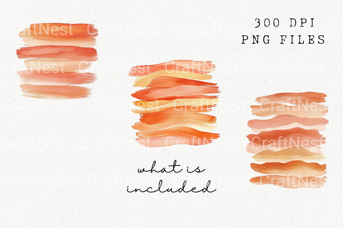 Orange Brush Strokes Clipart Bundle