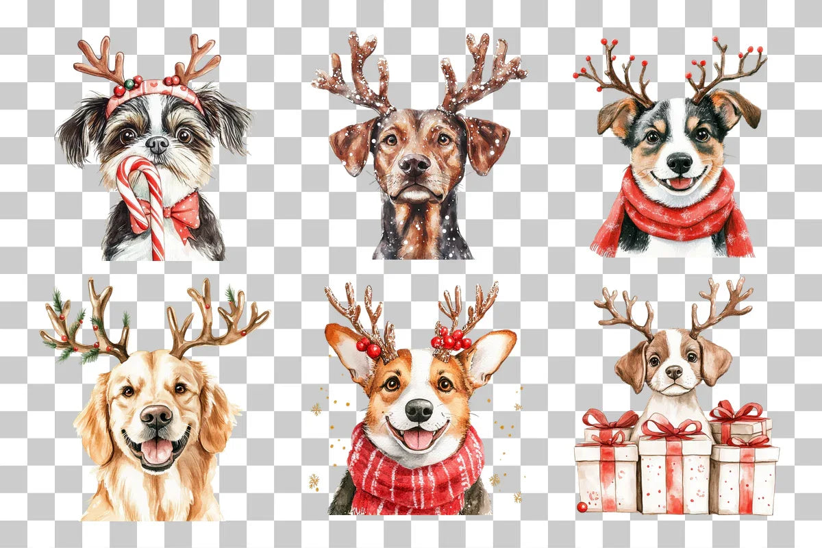 Reindeer Dog Clipart Bundle - CraftNest - Digital Crafting and Art