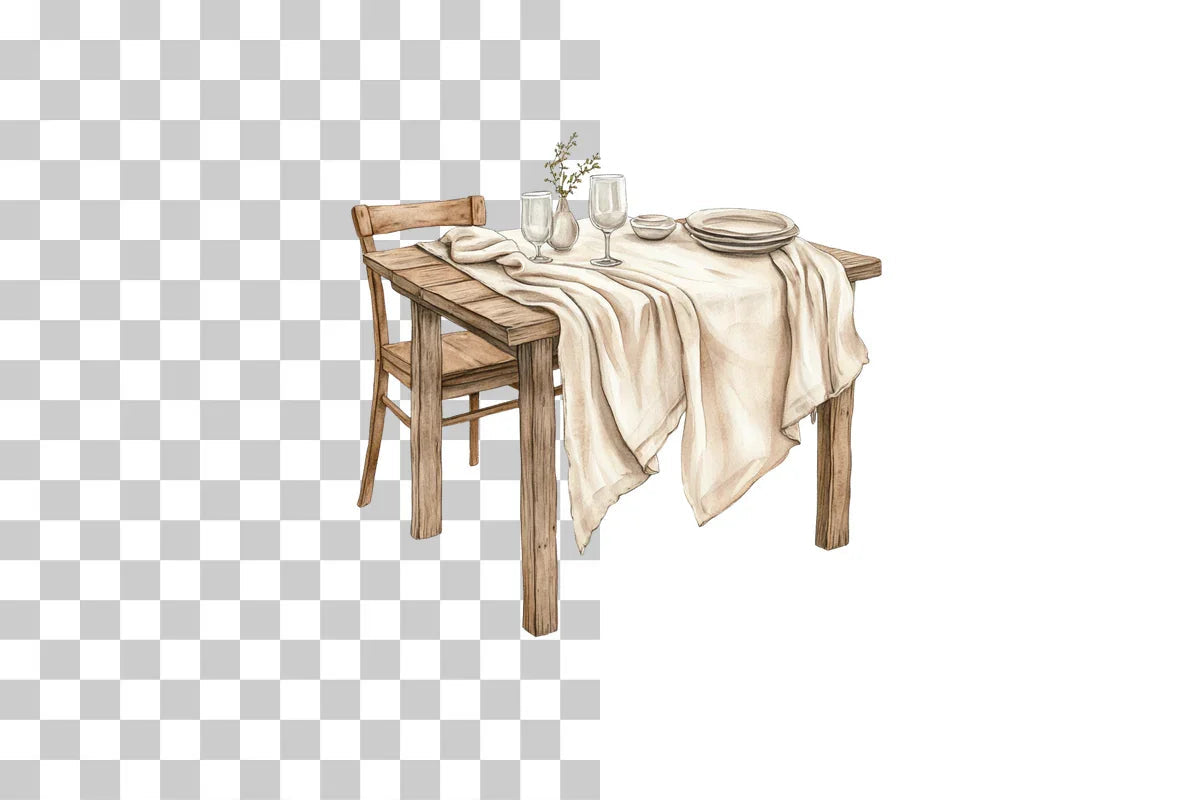 Rustic Cottage Dining Table Clipart Bundle - CraftNest - Digital Crafting and Art