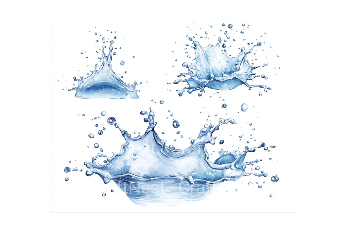 Dynamic Water Splash Elements Clipart Bundle