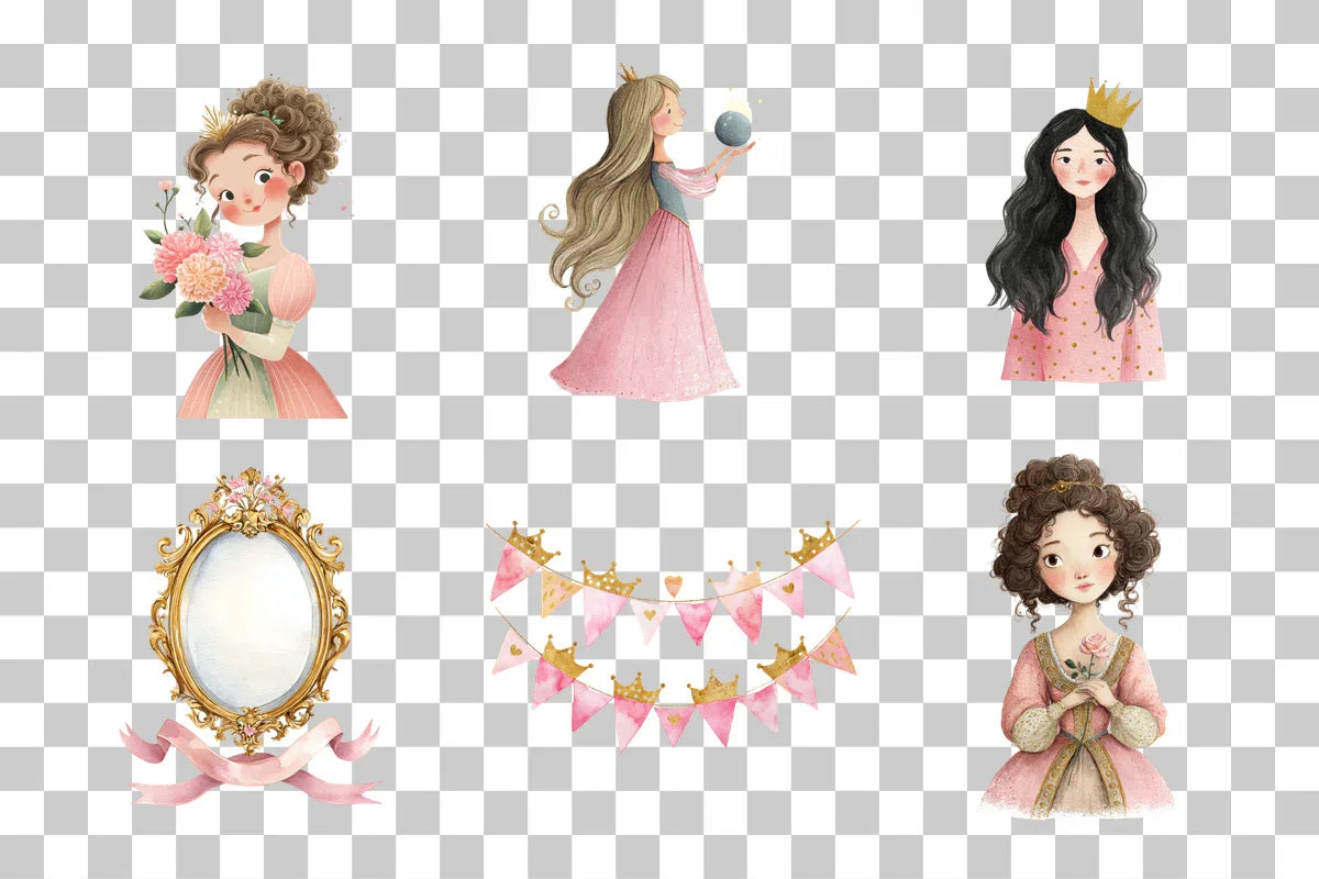 Pink Princess Clipart Bundle - CraftNest - Digital Crafting and Art