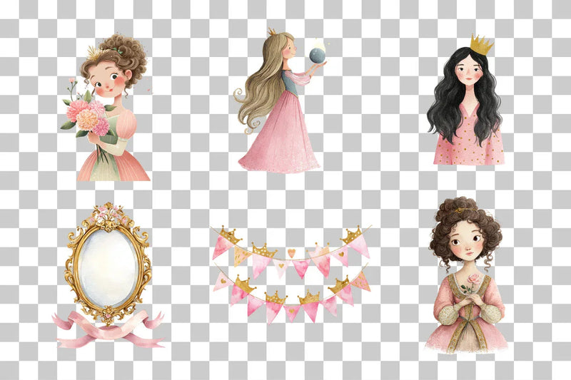 Pink Princess Clipart Bundle - CraftNest - Digital Crafting and Art