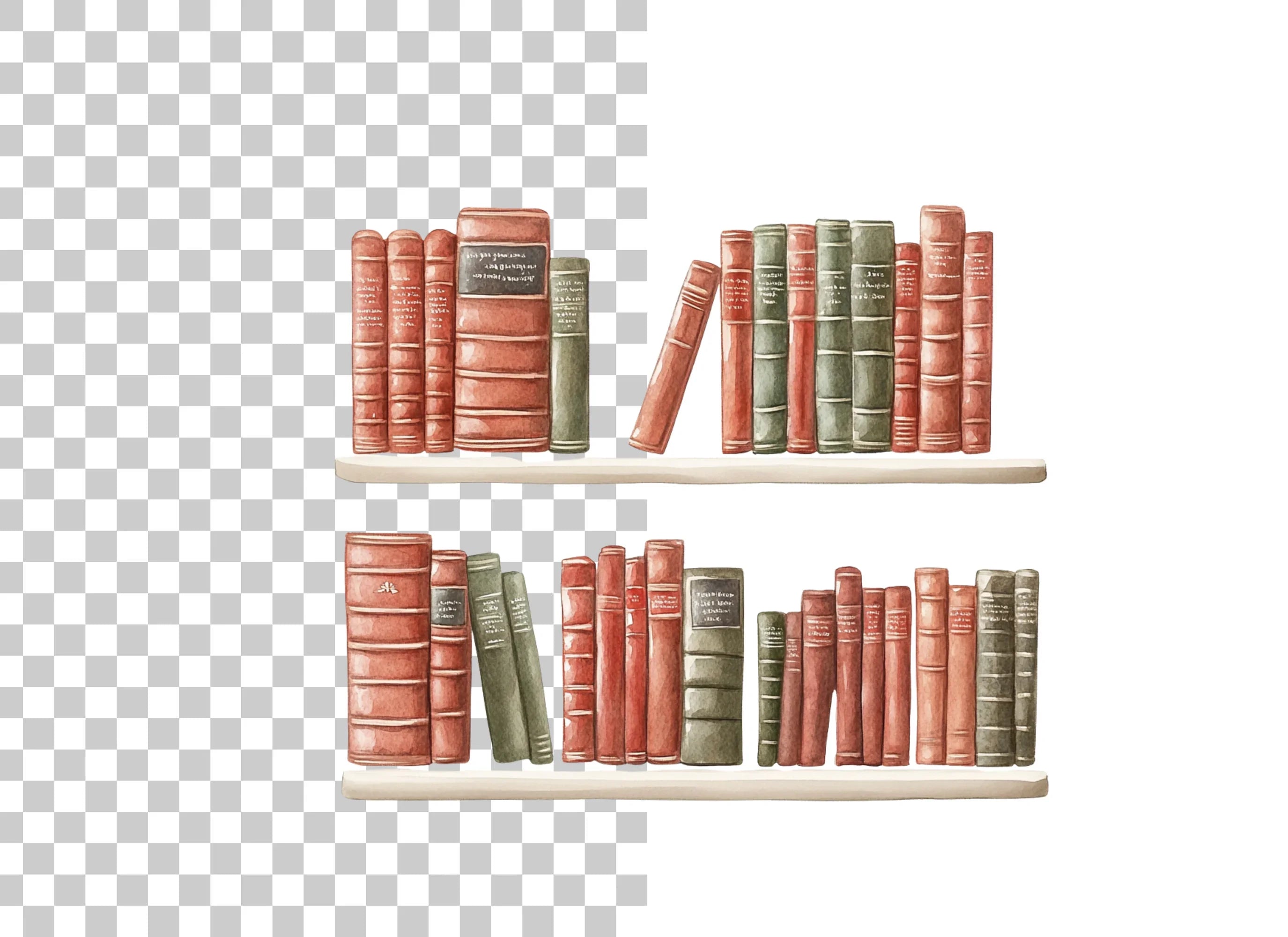 Vintage Bookshelf Clipart Bundle