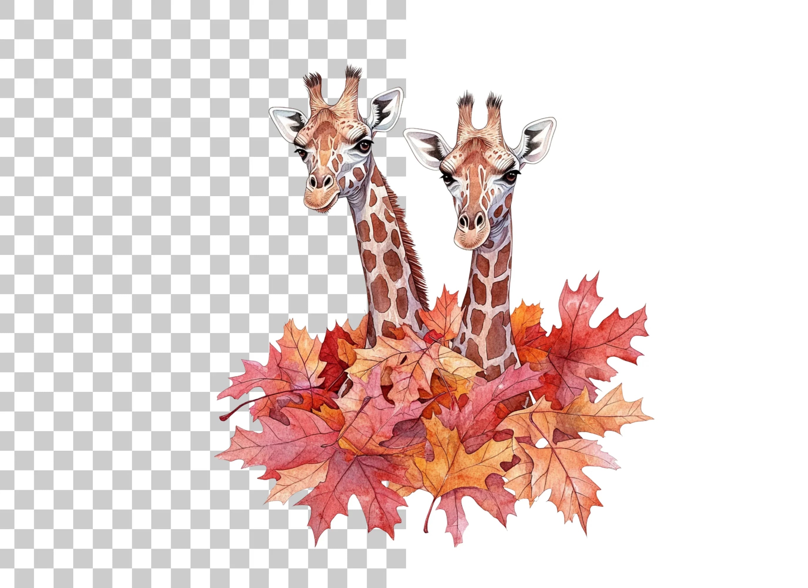 Autumn Giraffe Clipart Bundle