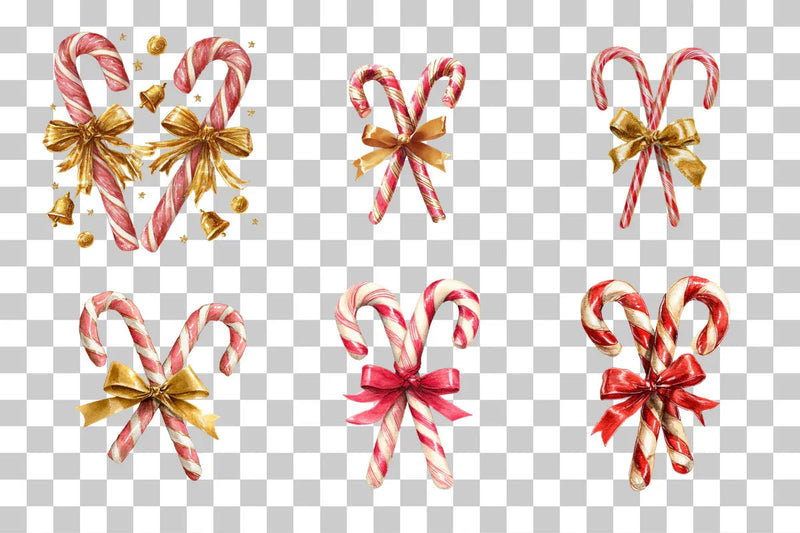 Candy Cane and Bow Clipart Bundle - CraftNest - Digital Crafting and Art