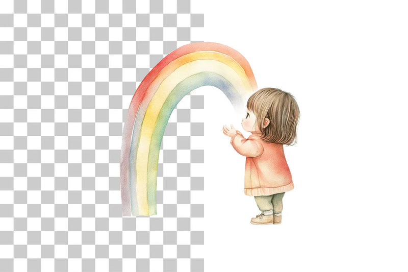 Girl Watching Rainbow Clipart Bundle - CraftNest - Digital Crafting and Art