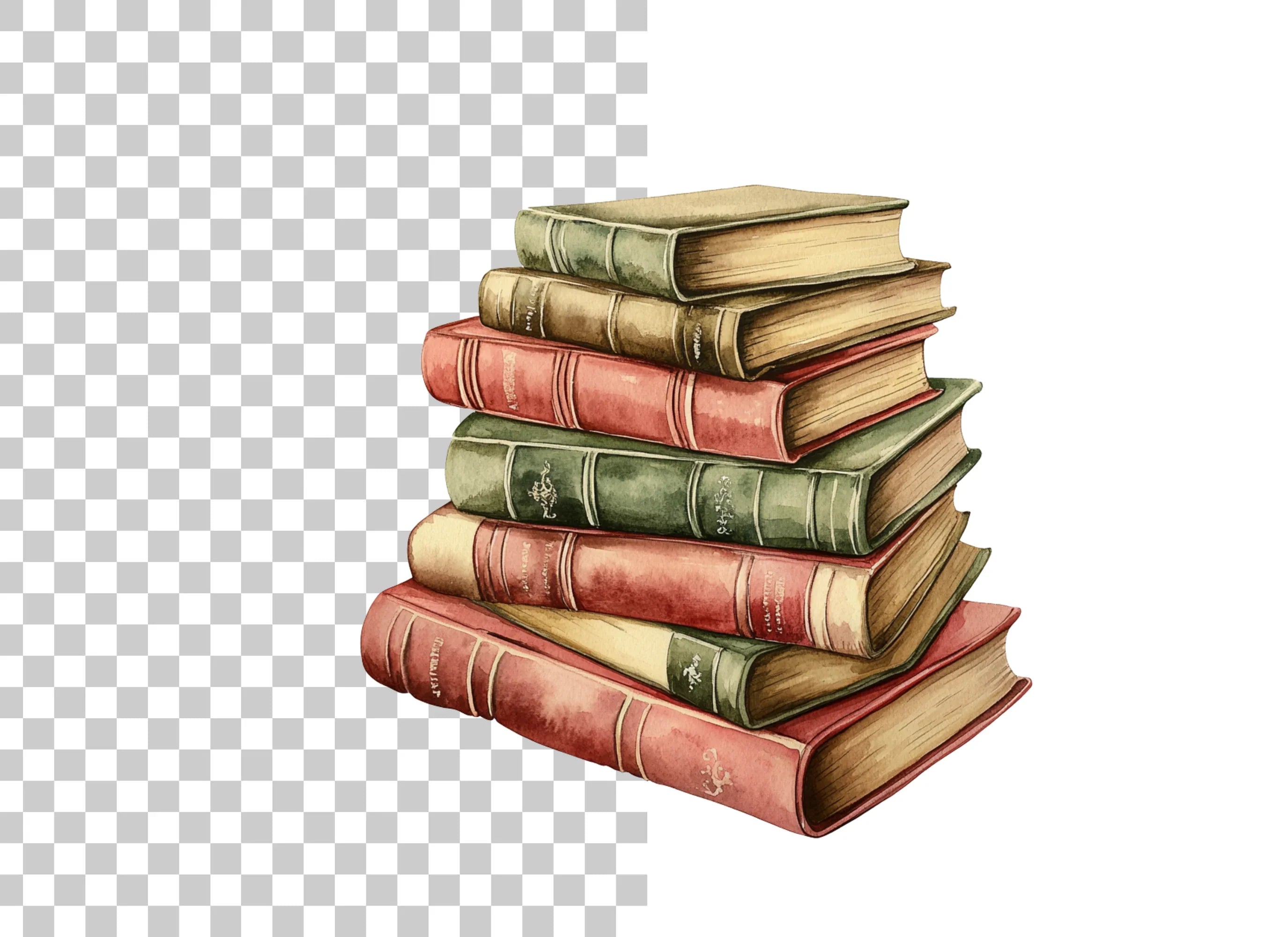 Colorful Antique Book Piles Clipart Bundle