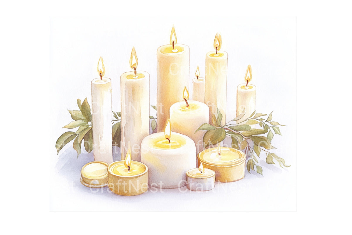 Cozy Winter Candles And Tea Clipart Bundle