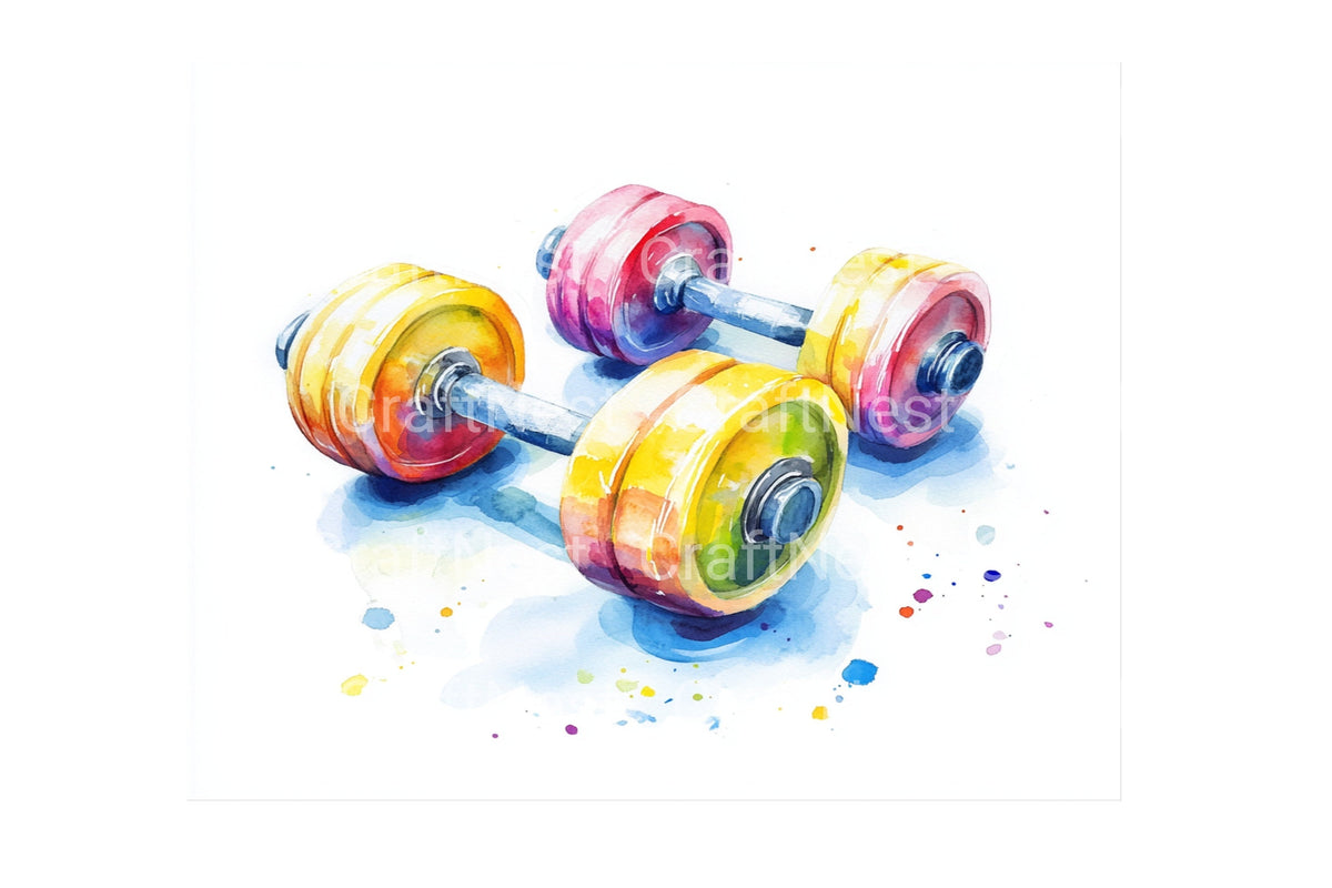 Dumbbell Fitness Equipment Graphics Clipart Bundle