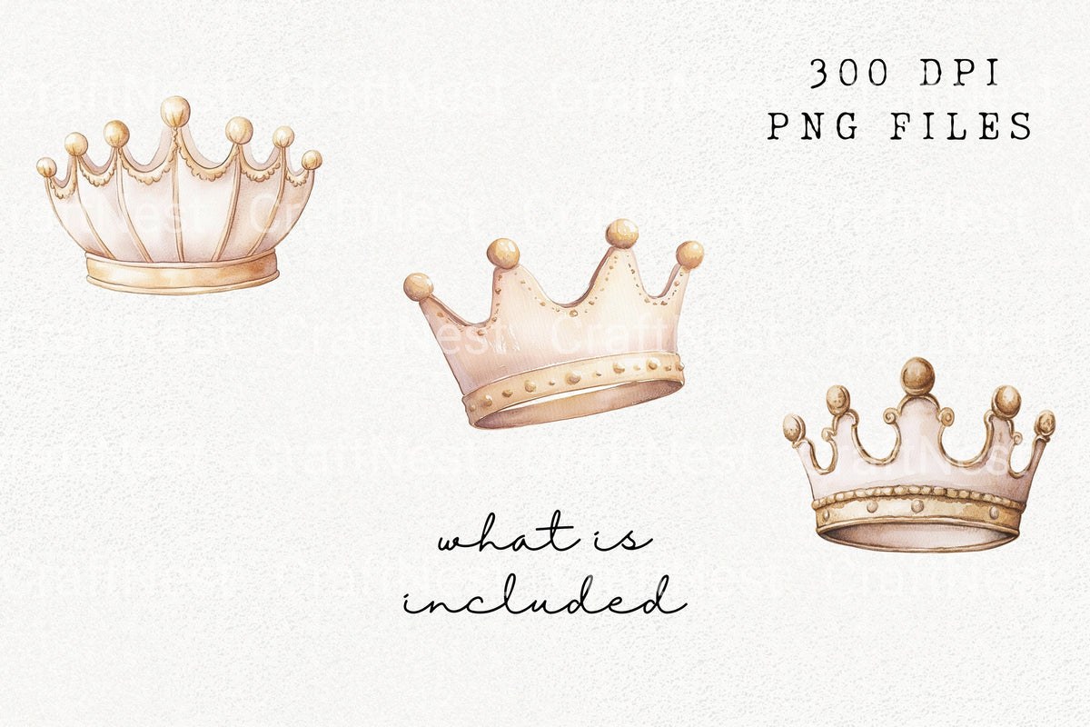 Simple Golden Crowns Clipart Bundle