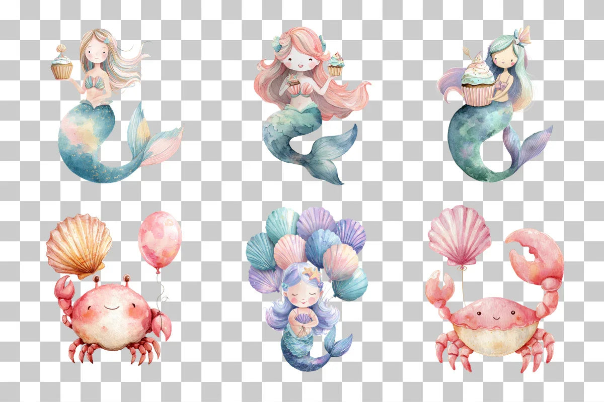 Mermaid Birthday Clipart Bundle - CraftNest - Digital Crafting and Art