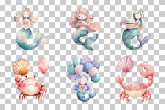 Mermaid Birthday Clipart Bundle - CraftNest - Digital Crafting and Art