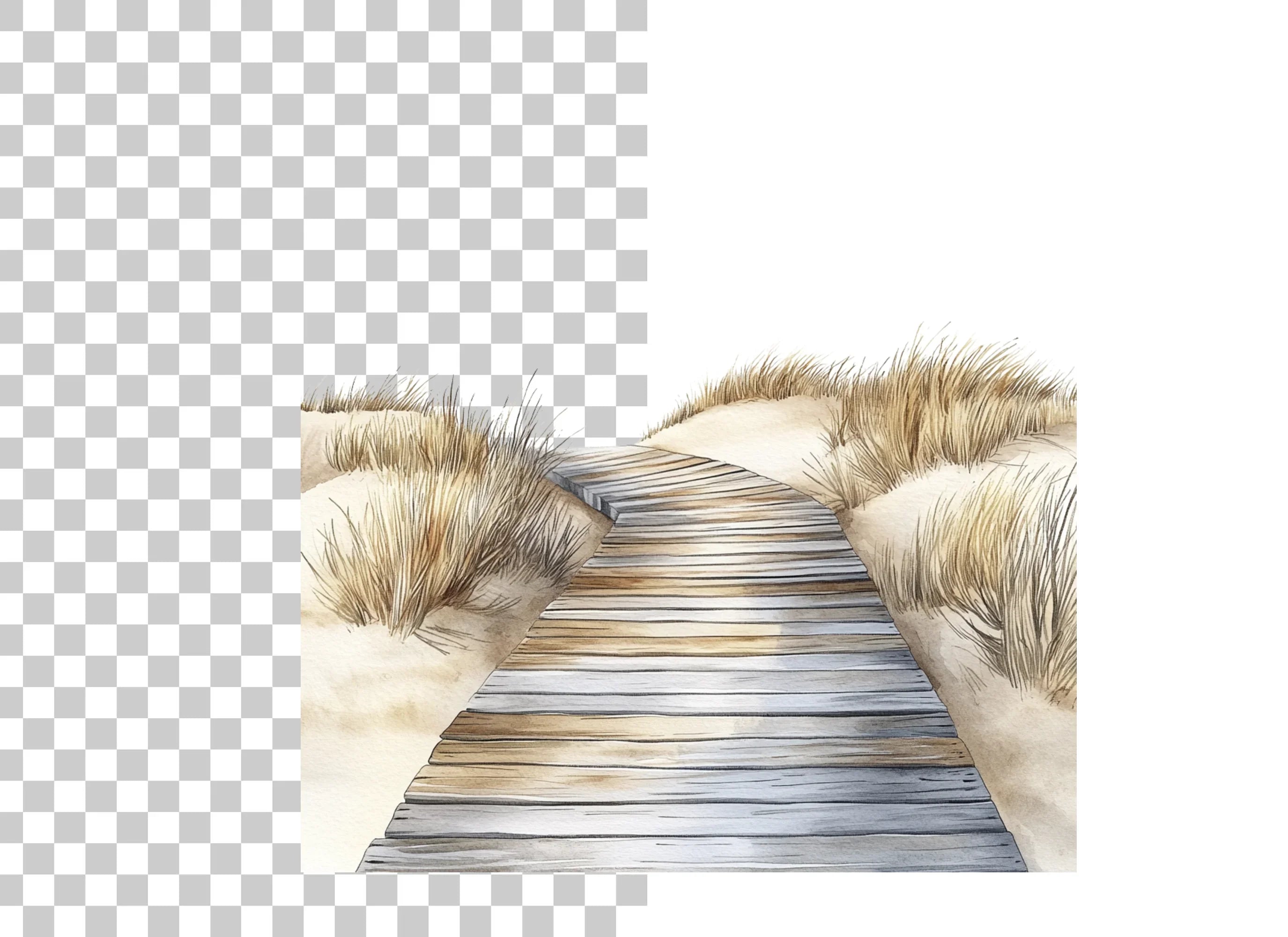 Beach Boardwalk and Sand Dunes Clipart Bundle