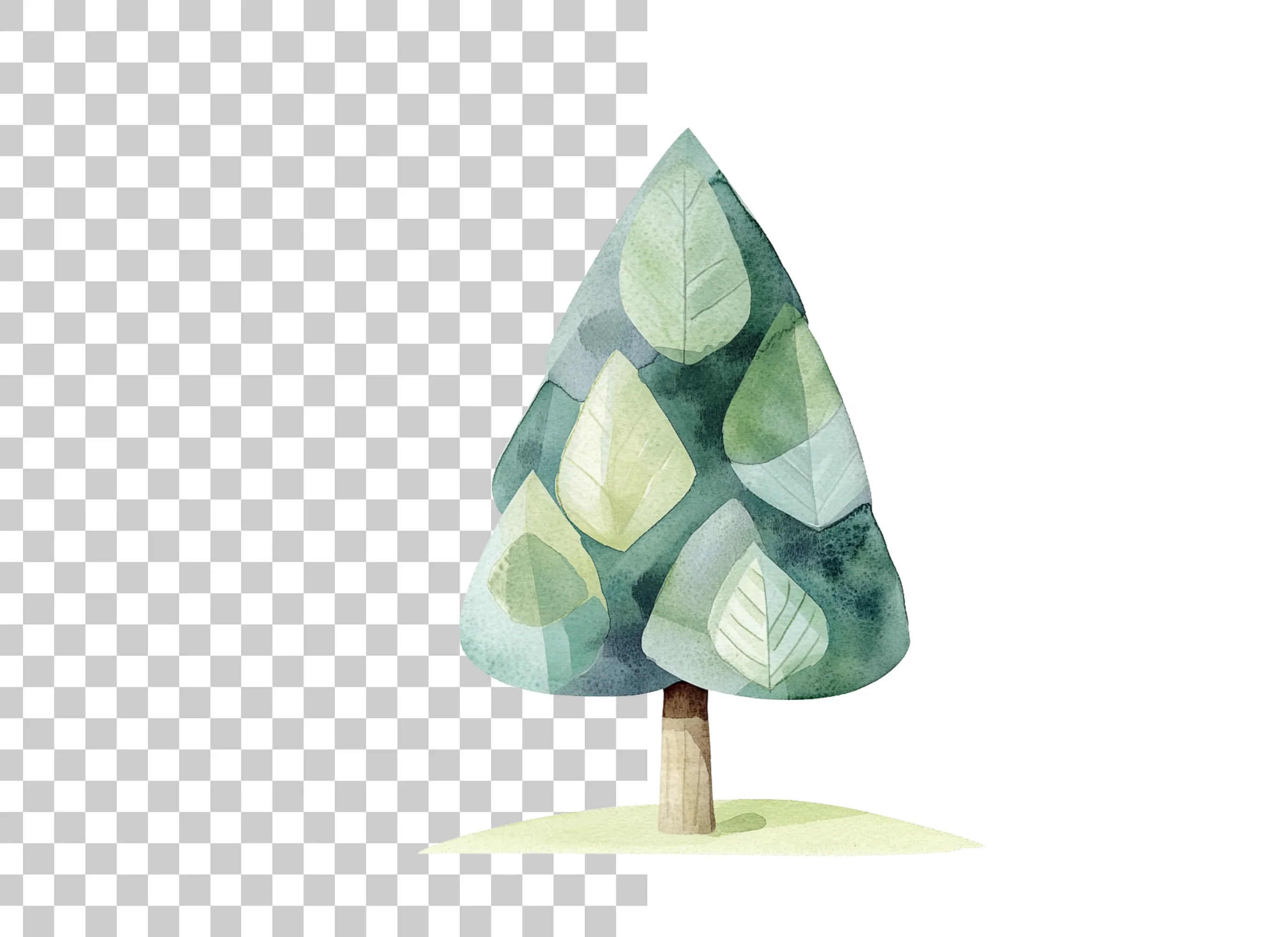 Abstract Green Tree Clipart Bundle