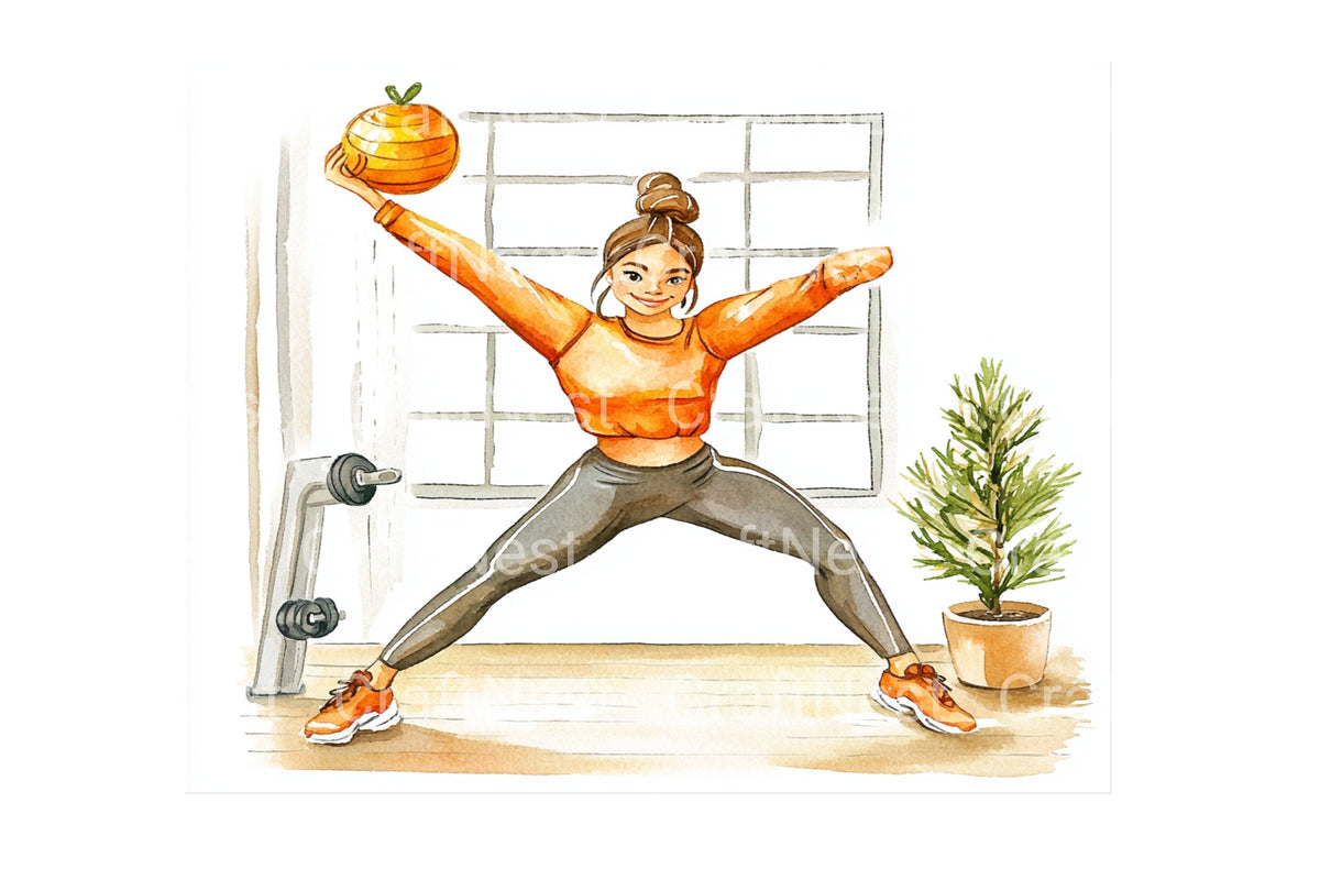 Women Fitness Workout Exercise Clipart Bundle