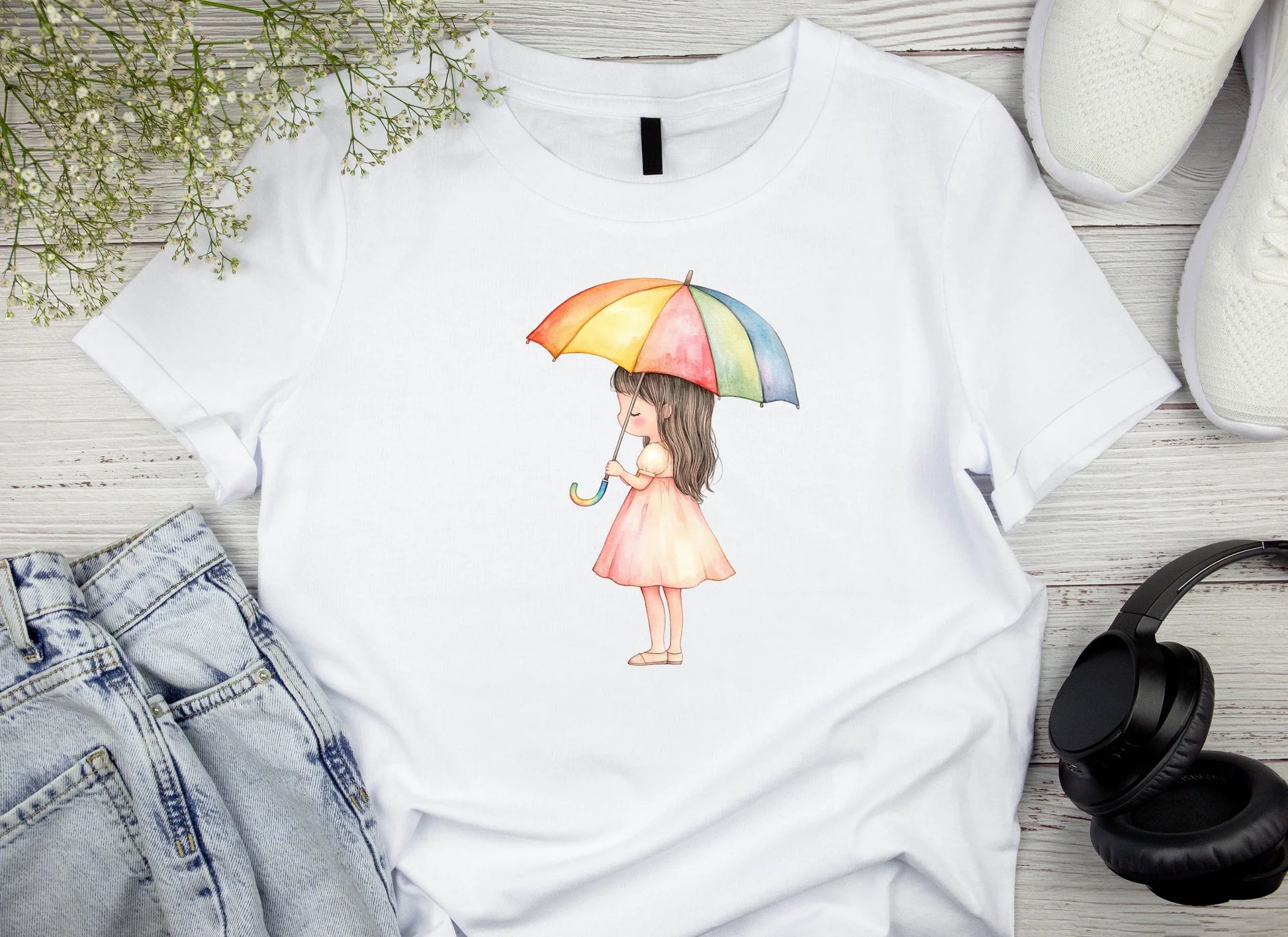 Girl with Rainbow Umbrella Clipart Bundle - CraftNest - Digital Crafting and Art
