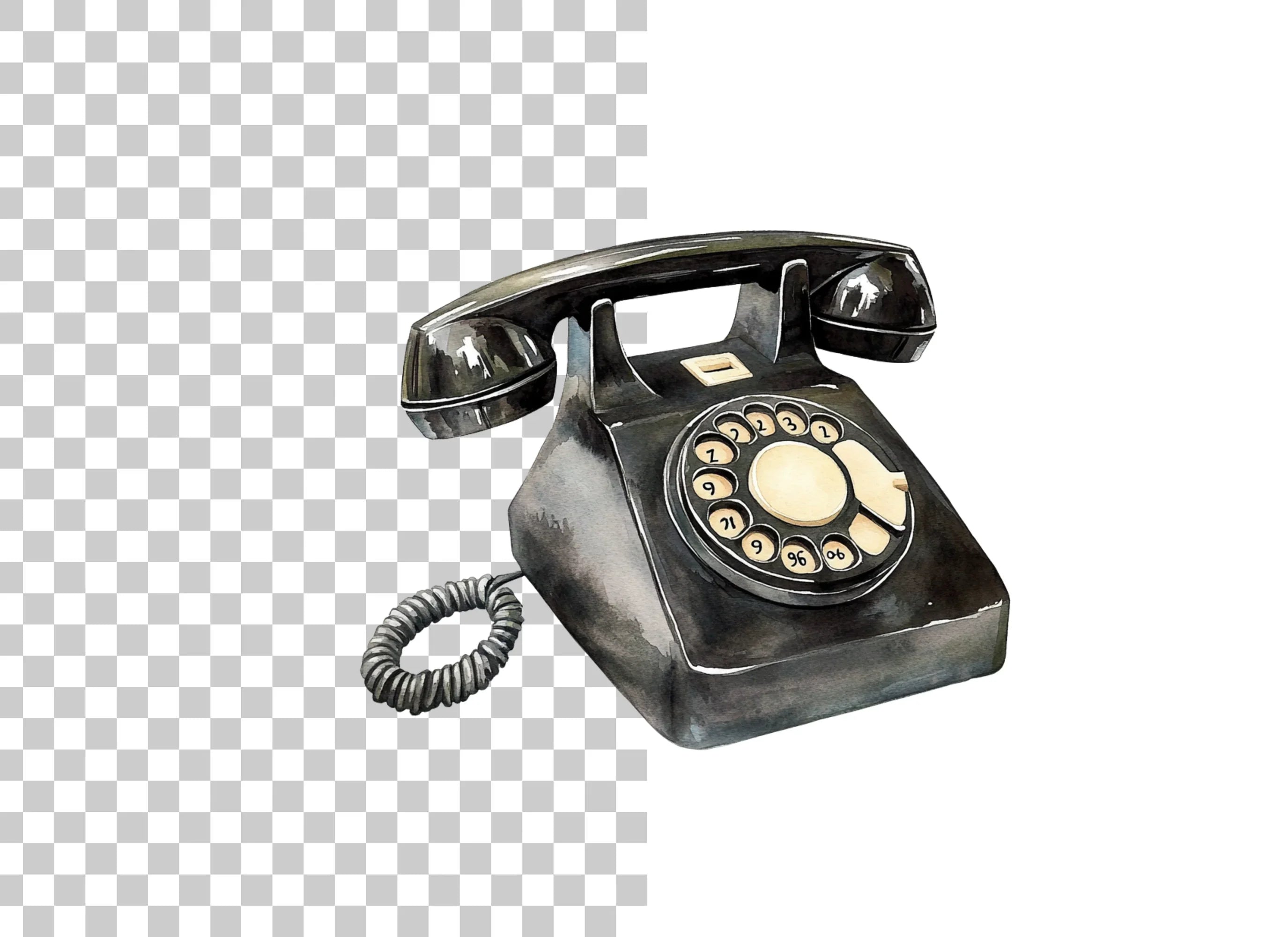 Classic Black Rotary Telephone Clipart Bundle