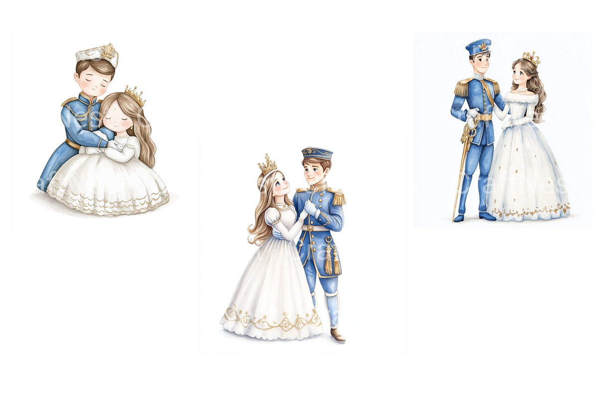 Prince And Princess Couple Clipart Bundle
