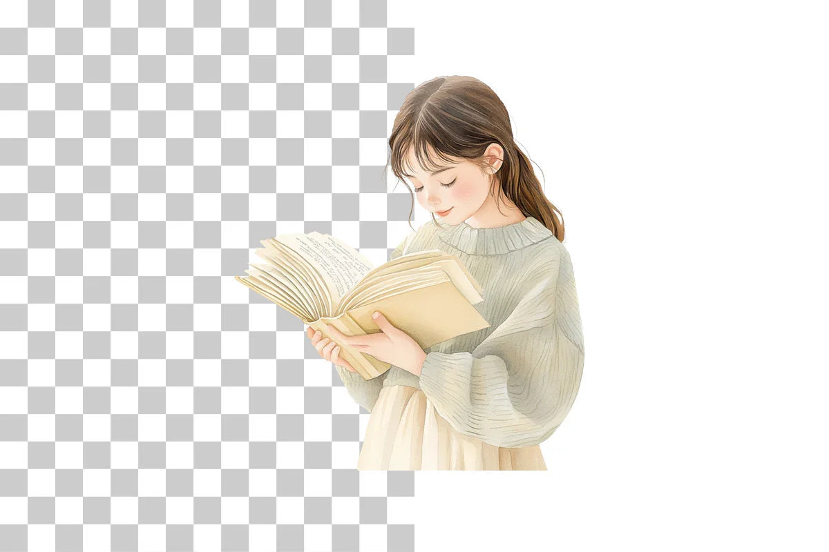 Book Lover Girl Reading Clipart Bundle - CraftNest - Digital Crafting and Art