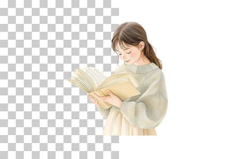 Book Lover Girl Reading Clipart Bundle - CraftNest - Digital Crafting and Art