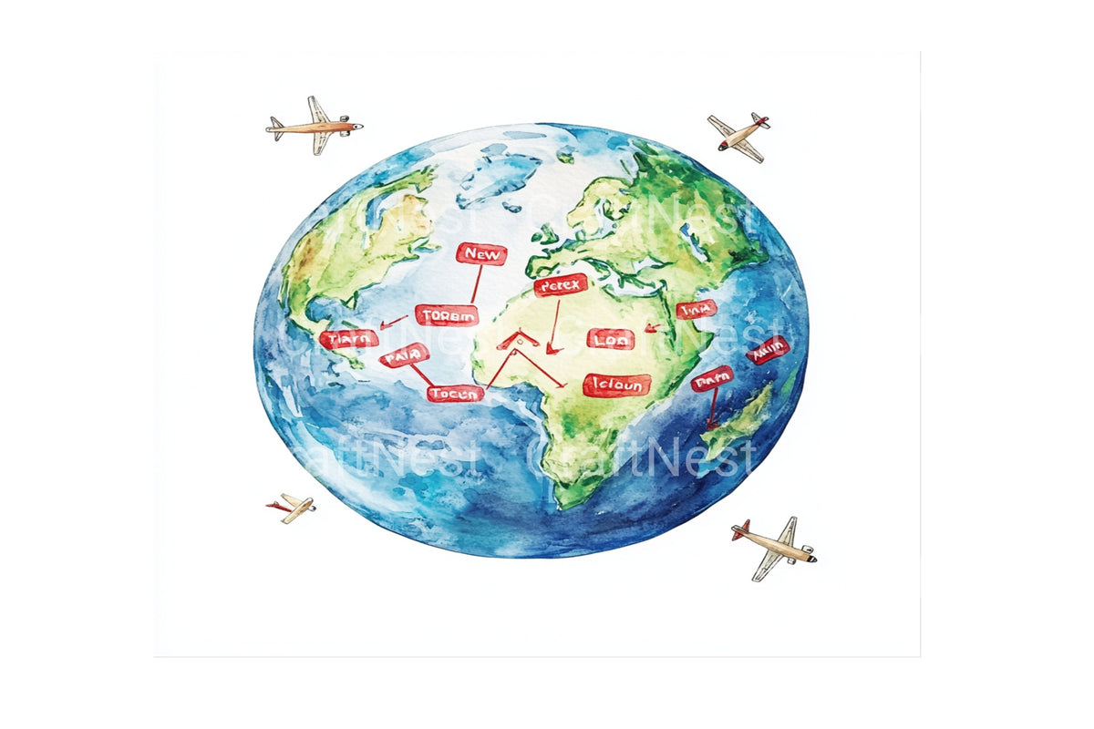 World Travel Globe Adventure Clipart Bundle