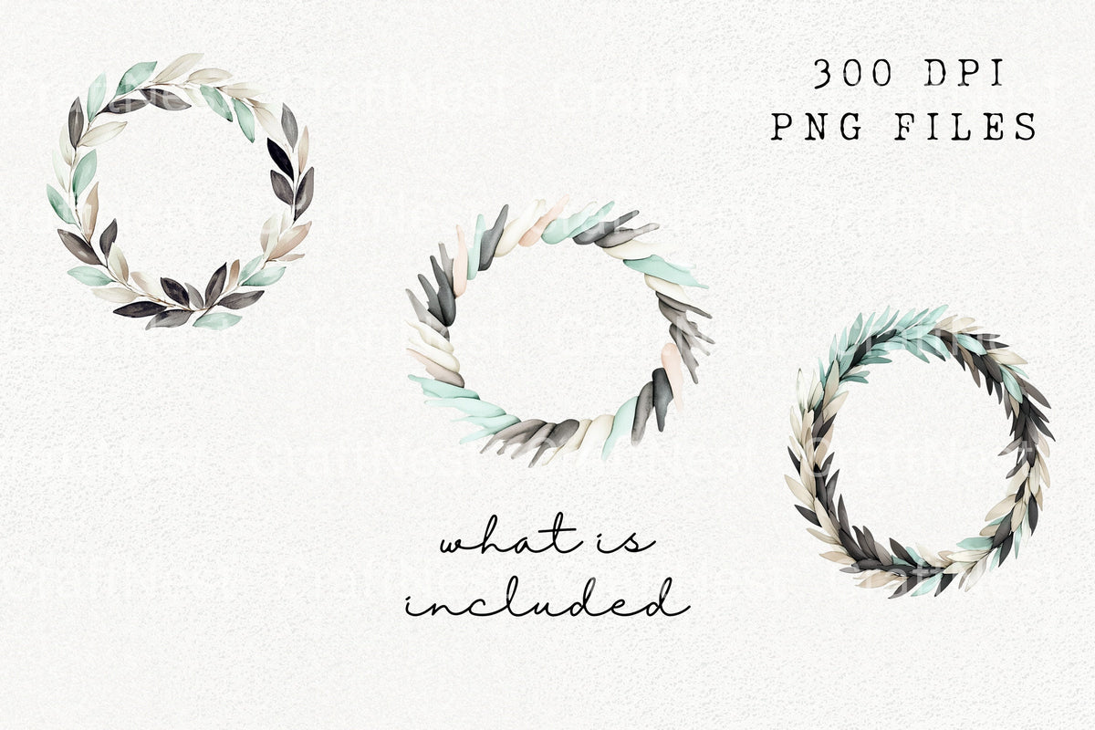 Boho Leaf Wreaths Designs Clipart Bundle