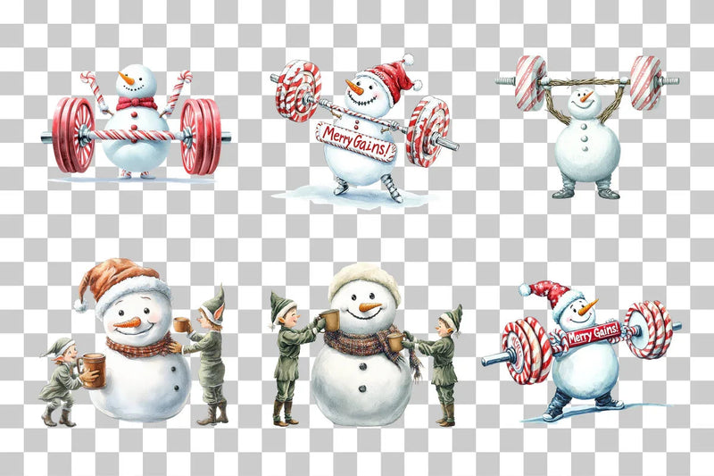 Snowman Fitness Clipart Bundle - CraftNest - Digital Crafting and Art