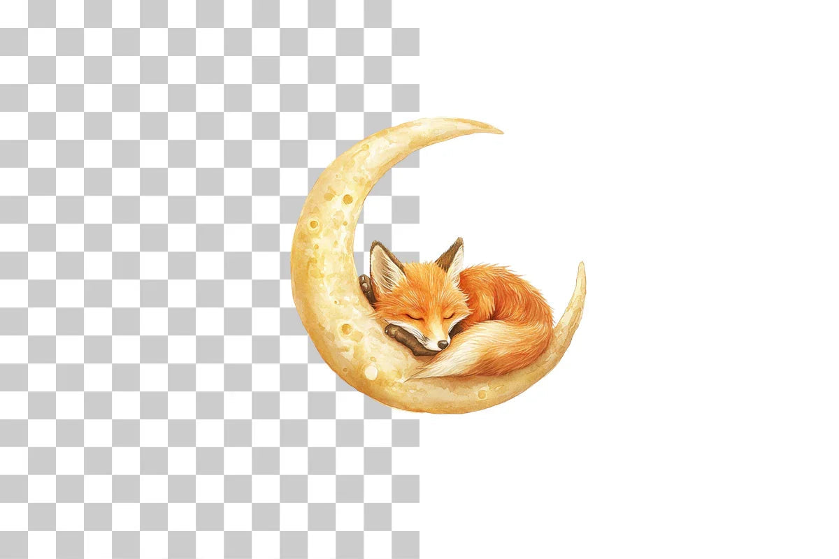 Sleeping Fox on Crescent Moon Clipart Bundle - CraftNest - Digital Crafting and Art