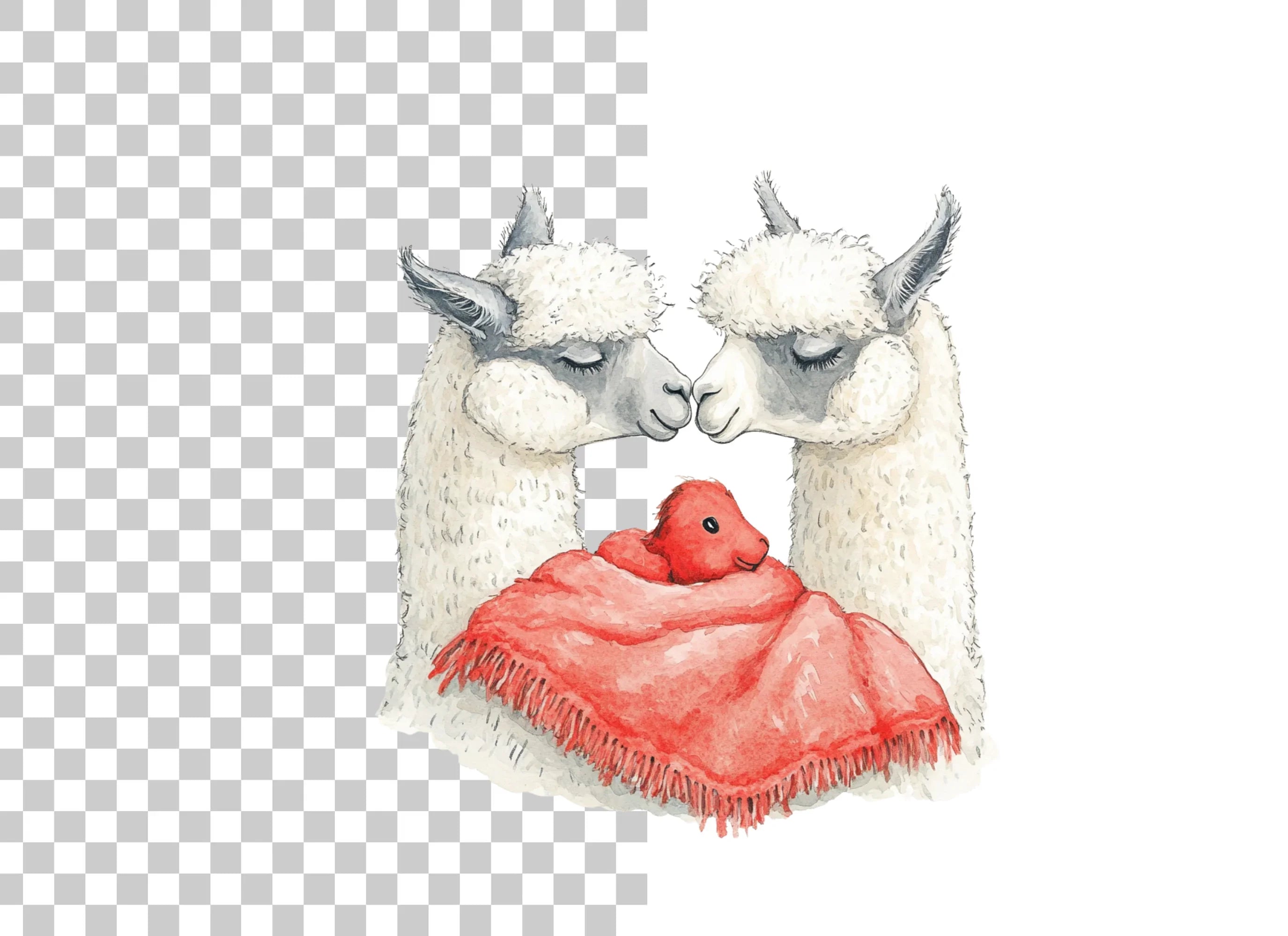 Alpaca Family with Baby Clipart Bundle