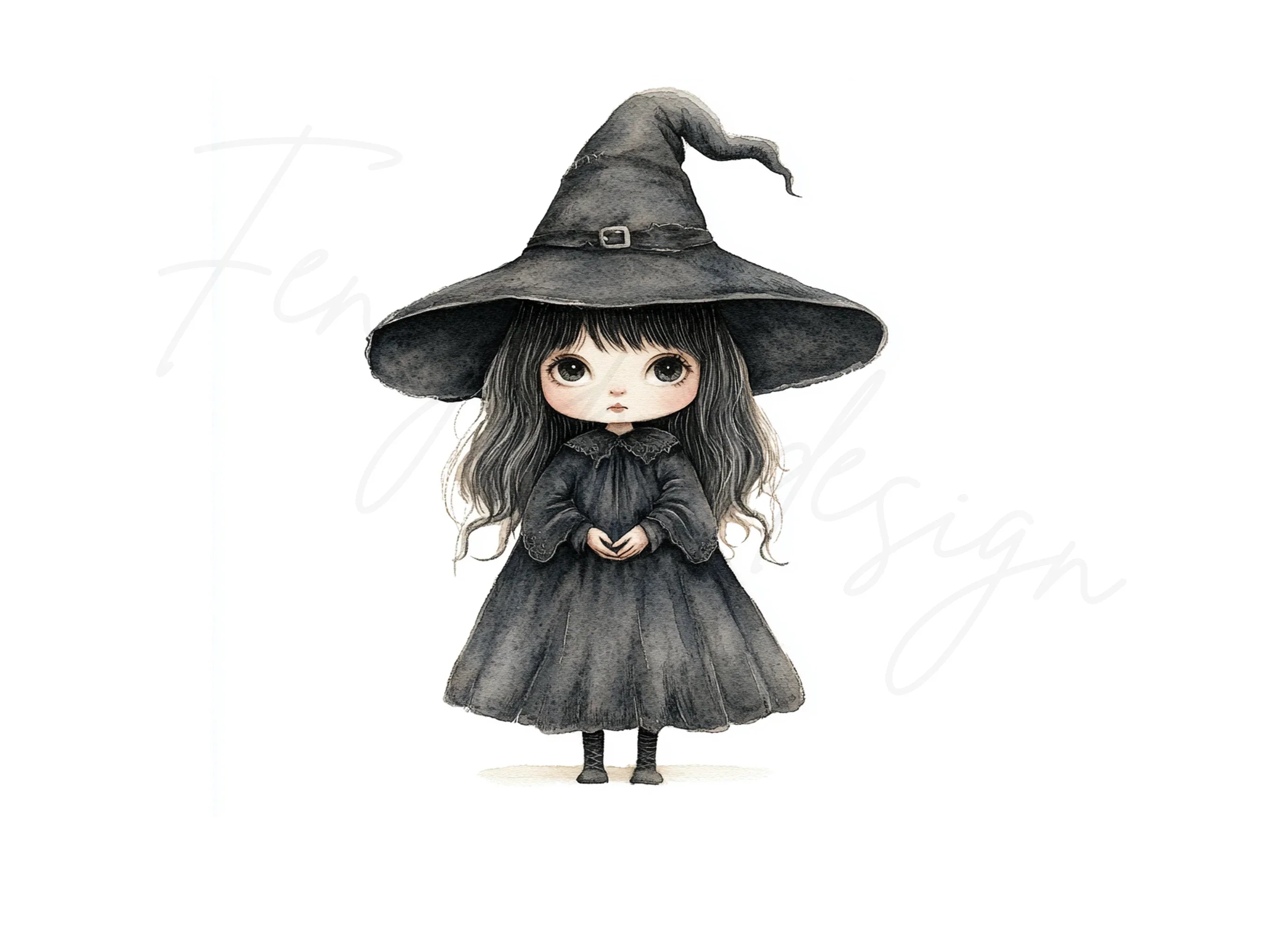 Cute Chibi Witch Clipart Bundle