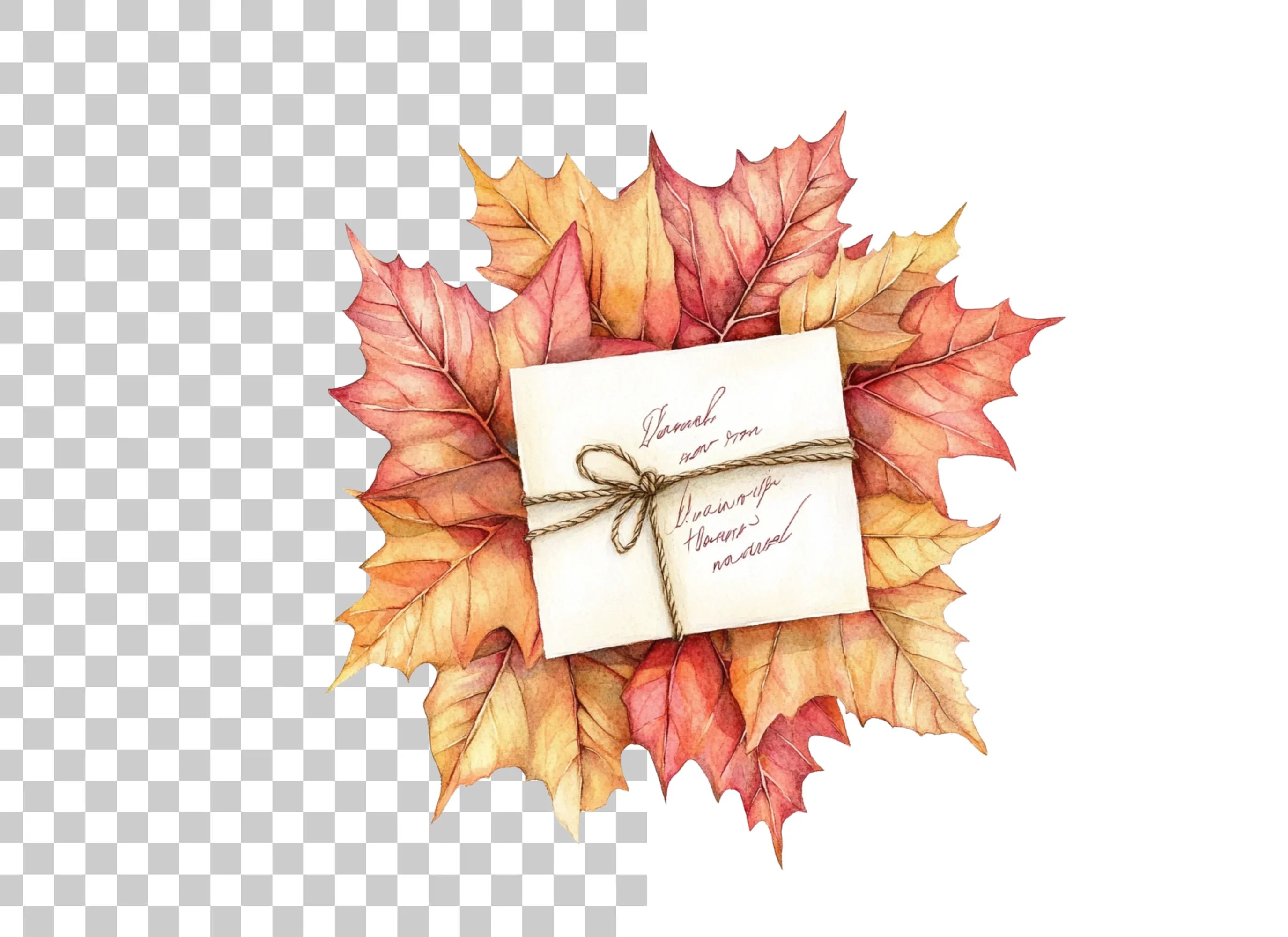 Autumn Leaves & Rustic Envelopes Clipart Bundle