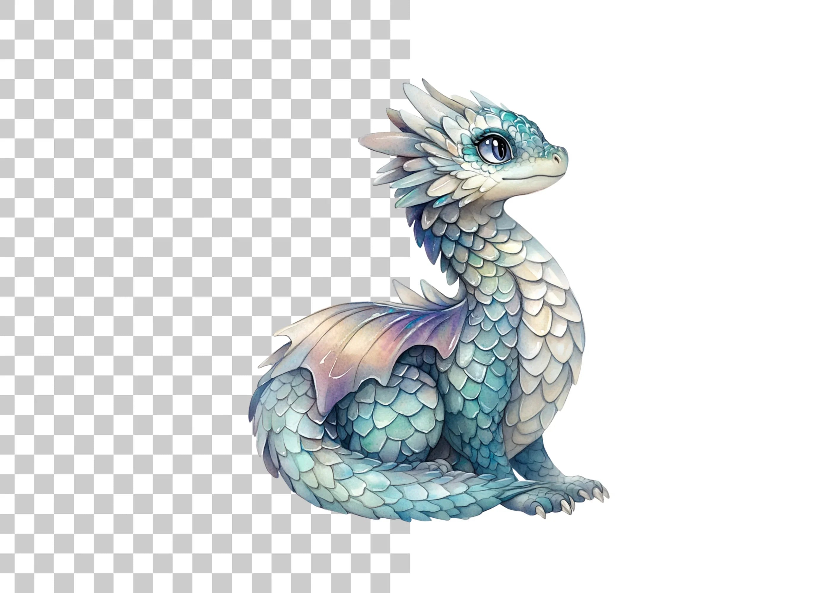 Cute Baby Ice Dragon Clipart Bundle