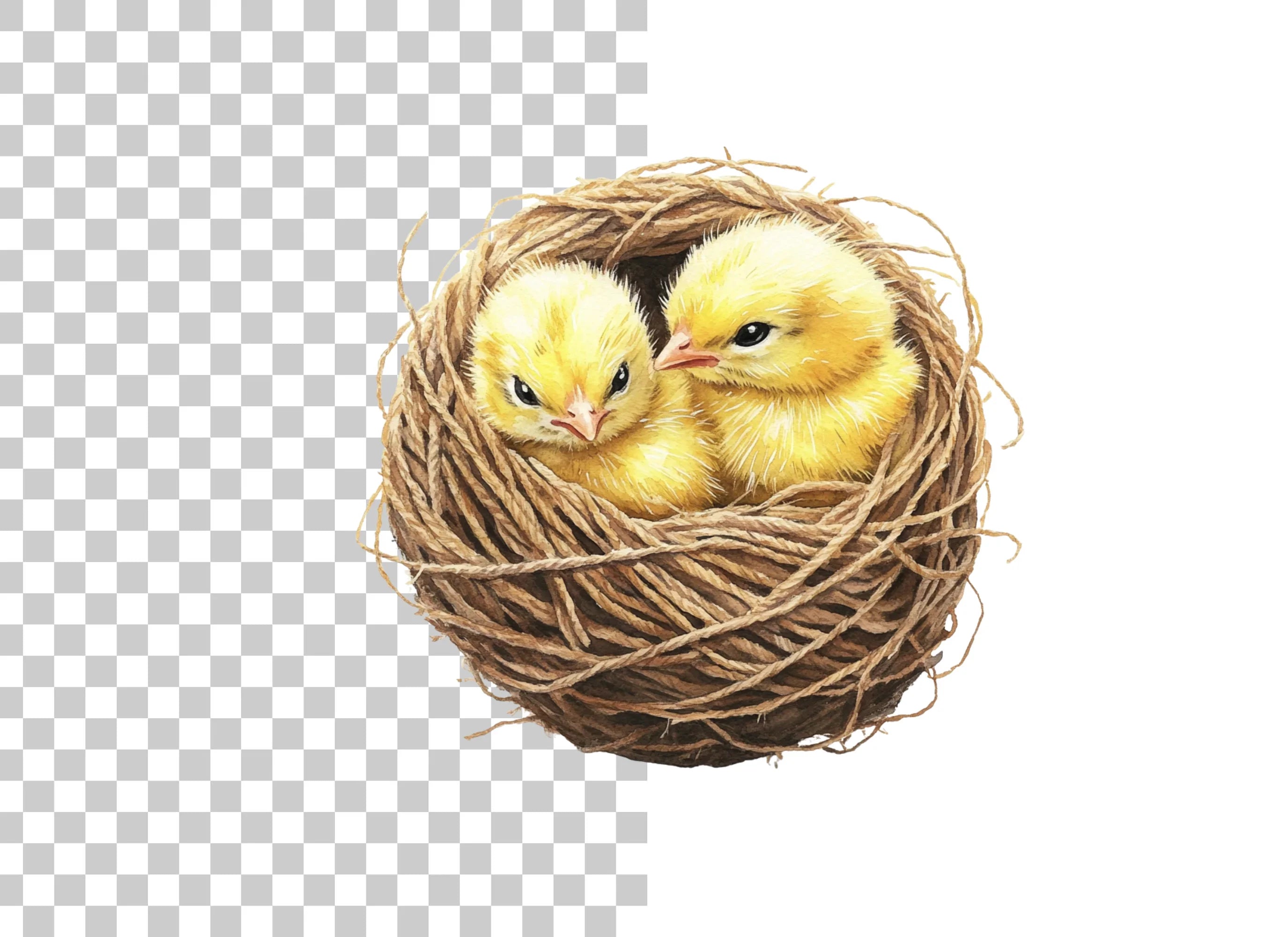 Cute Baby Chicks in Nests Clipart Bundle