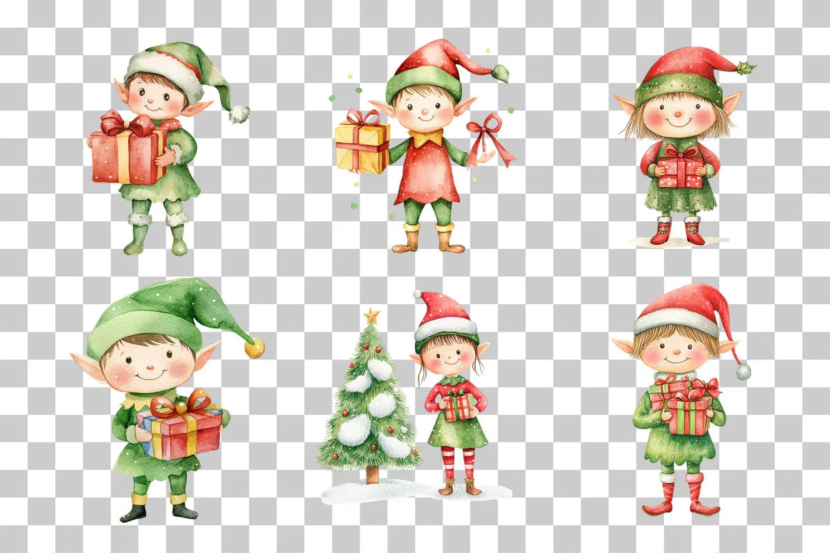 Cute Elf with Gift Clipart Bundle - CraftNest - Digital Crafting and Art