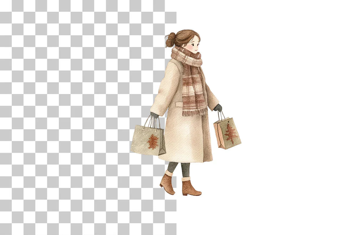 Christmas Shopping Outfit Clipart Bundle for Women - CraftNest - Digital Crafting and Art