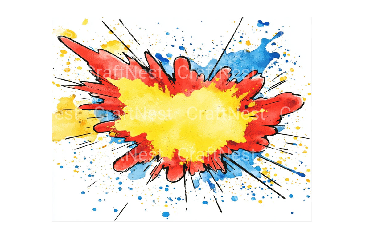 Colorful Paint Splatter Explosion Graphics Clipart Bundle