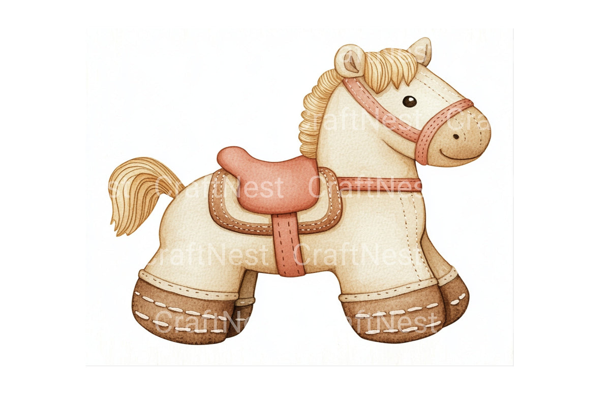 Elegant Stuffed Horse Toy Clipart Bundle