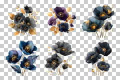 Elegant Black and Gold Floral Clipart Bundle - CraftNest - Digital Crafting and Art
