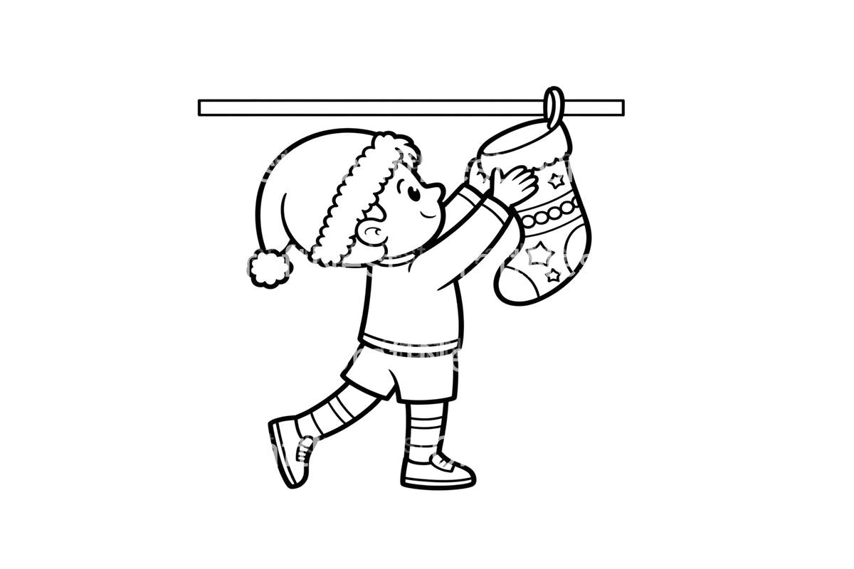 Kids Hanging Christmas Stockings Coloring Books