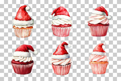 Holiday Cupcake Santa Hat Clipart Bundle - CraftNest - Digital Crafting and Art