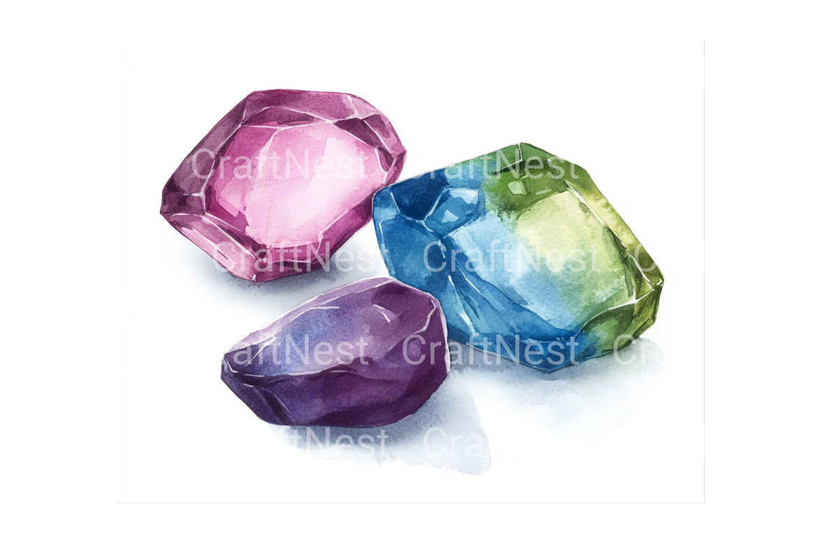 Colorful Gemstone Artwork Clipart Bundle